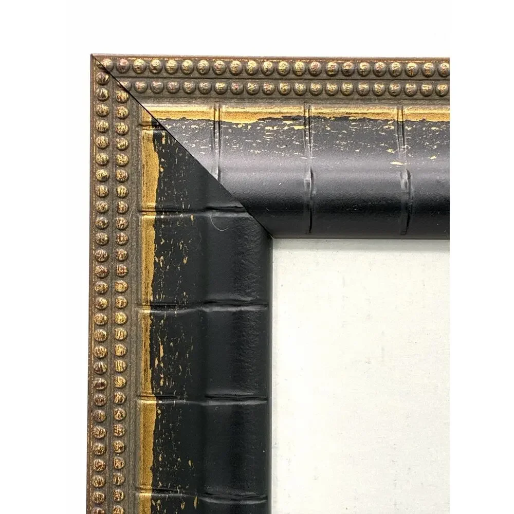 Black & Gold Faux Bamboo Picture Frame with Beaded Trim, 5x7